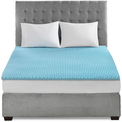 Gracie Mills - Mclean Cooling Gel Memory Foam Reversible Mattress Topper - Blue Gracie Mills - Mclean Cooling Gel Memory Foam Reversible Mattress Topper - Blue