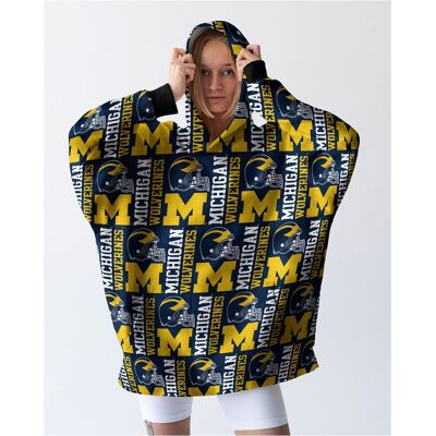 Pegasus - Michigan Wolverines Homefield Repeat Logo Wearable Hooded Blanket - Multicolor Pegasus - Michigan Wolverines Homefield Repeat Logo Wearable Hooded Blanket - Multicolor