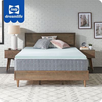 Sealy - Dreamlife 1.5” Gel Memory Foam Mattress Topper, Queen - Blue Sealy - Dreamlife 1.5” Gel Memory Foam Mattress Topper, Queen - Blue