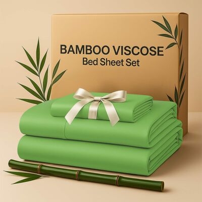 Lux Decor Collection - Rayon from Bamboo Blend Twin Bed Sheets, 4-Piece Cooling Sheet Set with 16-Inch Deep Pockets - Sage Lux Decor Collection - Rayon from Bamboo Blend Twin Bed Sheets, 4-Piece Cooling Sheet Set with 16-Inch Deep Pockets - Sage