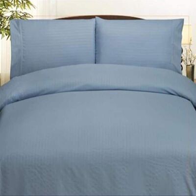 Plazatex - Embossed Dobby Stripe 90GSM Microfiber Sheet Set - Twin 39x75" - Light blue Plazatex - Embossed Dobby Stripe 90GSM Microfiber Sheet Set - Twin 39x75" - Light blue