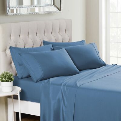 Sweet Home Collection - Deluxe Microfiber Sheet Set with Bonus Pillowcases, Ultra Soft 1500 Series, California King - Denim Sweet Home Collection - Deluxe Microfiber Sheet Set with Bonus Pillowcases, Ultra Soft 1500 Series, California King - Denim