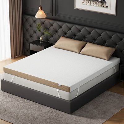 Bestier - Twin Size 3-inch Firm Gel Memory Foam Mattress Topper with Washable Cooling Cover - White and Brown Bestier - Twin Size 3-inch Firm Gel Memory Foam Mattress Topper with Washable Cooling Cover - White and Brown