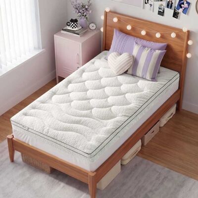 Bestier - Twin Size 3-Inch Gel Memory Foam Mattress Topper with Cooling Cover - White Bestier - Twin Size 3-Inch Gel Memory Foam Mattress Topper with Cooling Cover - White