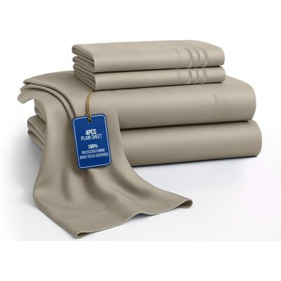 Lux Decor Collection - 4-Piece Queen Bed Sheet Set, Ultra Soft Microfiber, Deep Pocket, Wrinkle-Resistant, Hypoallergenic, All-Season Comfort - Taupe Lux Decor Collection - 4-Piece Queen Bed Sheet Set, Ultra Soft Microfiber, Deep Pocket, Wrinkle-Resistant, Hypoallergenic, All-Season Comfort - Taupe