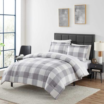 Sweet Home Collection - 5 Piece Checkered Buffalo Plaid Bed in a Bag Comforter & Sheet Set - Twin - Gray Sweet Home Collection - 5 Piece Checkered Buffalo Plaid Bed in a Bag Comforter & Sheet Set - Twin - Gray