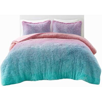 Gracie Mills - Herman Ombre Shaggy Faux Fur Comforter Set - Purple Multi Gracie Mills - Herman Ombre Shaggy Faux Fur Comforter Set - Purple Multi