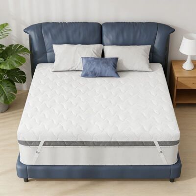 Dyonery - 3 " Firm to Extra Firm Mattress Topper Pad with Dual Sides Flippable,High-Density Support Bed Topper with Washable Cover - White Dyonery - 3 " Firm to Extra Firm Mattress Topper Pad with Dual Sides Flippable,High-Density Support Bed Topper with Washable Cover - White