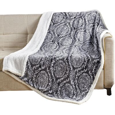 Noble House - Plazatex Gracey with Sherpa Plush Decorative All Season Plum Throw Blanket 50" x 60" Grey - Gray Noble House - Plazatex Gracey with Sherpa Plush Decorative All Season Plum Throw Blanket 50" x 60" Grey - Gray