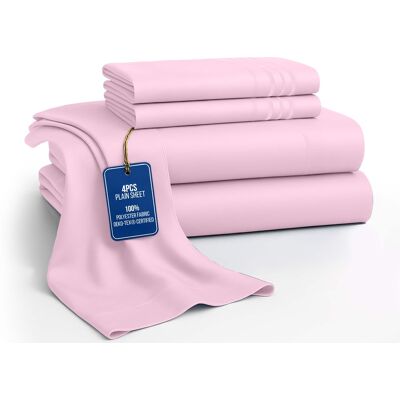 Lux Decor Collection - 4-Piece King Bed Sheet Set, Ultra Soft Microfiber, Deep Pocket, Wrinkle-Resistant, Hypoallergenic, All-Season Comfort - Pink Lux Decor Collection - 4-Piece King Bed Sheet Set, Ultra Soft Microfiber, Deep Pocket, Wrinkle-Resistant, Hypoallergenic, All-Season Comfort - Pink