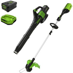 Greenworks - 60V 13" String Trimmer, 140 MPH 540 CFM Leaf Blower Combo, with 4Ah Battery and Charger 1303302 - Green Greenworks - 60V 13" String Trimmer, 140 MPH 540 CFM Leaf Blower Combo, with 4Ah Battery and Charger 1303302 - Green