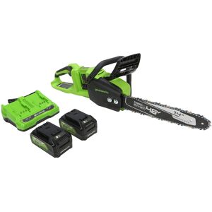 Greenworks - 24V 14” Brushless Cordless Chainsaw (2 4.0 Ah Batteries Dual-Port Rapid Charger Included) - Green Greenworks - 24V 14” Brushless Cordless Chainsaw (2 4.0 Ah Batteries Dual-Port Rapid Charger Included) - Green