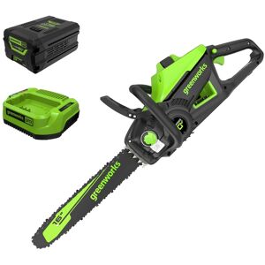 Greenworks - Pro 60V 16" Brushless Cordless 2kW Chainsaw, with 2.5 Ah Battery and Charger - Green Greenworks - Pro 60V 16" Brushless Cordless 2kW Chainsaw, with 2.5 Ah Battery and Charger - Green