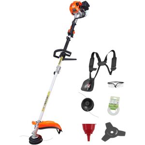 VEVOR - String Trimmer, 26cc 2 in 1 Weed Wacker Gas Powered, 17" Cordless Grass Trimmer with 10" Brush Cutter, Shoulder Strap - Silver;Orange VEVOR - String Trimmer, 26cc 2 in 1 Weed Wacker Gas Powered, 17" Cordless Grass Trimmer with 10" Brush Cutter, Shoulder Strap - Silver;Orange