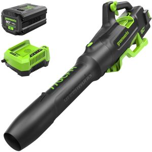 Greenworks - 80V 770 CFM Handheld Cordless Leaf Blower, W/4.0Ah Battery and 60 Minute Rapid Charger - Green Greenworks - 80V 770 CFM Handheld Cordless Leaf Blower, W/4.0Ah Battery and 60 Minute Rapid Charger - Green