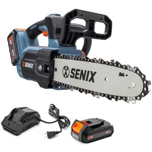 SENIX - X2 20V Max* 10" Top Handle Cordless Chainsaw, Brushless (2.5 Ah Battery & Charger Included) - Blue SENIX - X2 20V Max* 10" Top Handle Cordless Chainsaw, Brushless (2.5 Ah Battery & Charger Included) - Blue