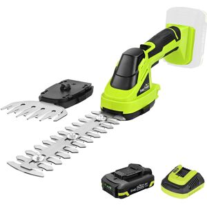 SnapFresh - 20V Cordless Hedge Trimmer 2 in 1 Shrub Trimmer and Grass Shears with Battery and Charger - Green SnapFresh - 20V Cordless Hedge Trimmer 2 in 1 Shrub Trimmer and Grass Shears with Battery and Charger - Green