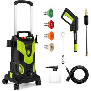 Costway - Electric Pressure Washer with 4 Nozzles & Soap Bottle Lockable Wheels for Cleaning - Green Costway - Electric Pressure Washer with 4 Nozzles & Soap Bottle Lockable Wheels for Cleaning - Green