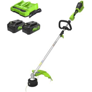 Greenworks - 48V (24V x 2) 16" Brushless String Trimmer with (2) 4Ah Batteries and Charger 2123402 - Green Greenworks - 48V (24V x 2) 16" Brushless String Trimmer with (2) 4Ah Batteries and Charger 2123402 - Green