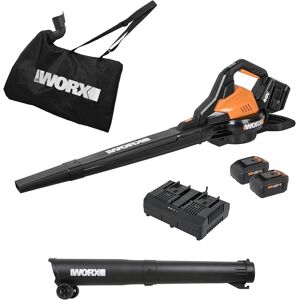 WORX - 40V 185 MPH 350 CFM Cordless Leaf Blower/Vac/Mulcher (2 x 4.0 Ah Batteries & 1 x Charger) - Black WORX - 40V 185 MPH 350 CFM Cordless Leaf Blower/Vac/Mulcher (2 x 4.0 Ah Batteries & 1 x Charger) - Black