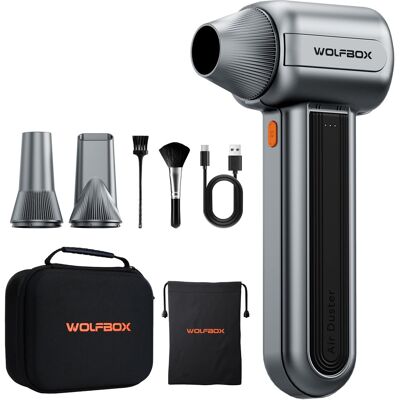 WOLFBOX - Cordless Leaf Blower, Brushless Motor with 3-Speed & Turbo Mode, Lightweight Handheld Blower for Garage, Yard Cleanup - Sliver WOLFBOX - Cordless Leaf Blower, Brushless Motor with 3-Speed & Turbo Mode, Lightweight Handheld Blower for Garage, Yard Cleanup - Sliver
