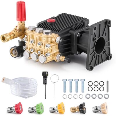 VEVOR - Pressure Washer Pump, 1" Shaft Horizontal Triplex Plunger, 4400 PSI, 4.4GPM, Replacement Power Washer Pumps Kit - Black VEVOR - Pressure Washer Pump, 1" Shaft Horizontal Triplex Plunger, 4400 PSI, 4.4GPM, Replacement Power Washer Pumps Kit - Black
