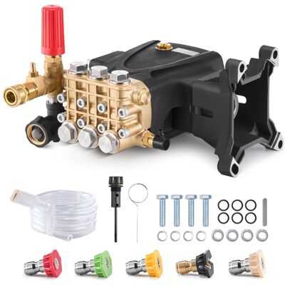 VEVOR - Pressure Washer Pump, 1" Shaft Horizontal Triplex Plunger, 4200 PSI, 4.2GPM, Replacement Power Washer Pumps Kit - Black VEVOR - Pressure Washer Pump, 1" Shaft Horizontal Triplex Plunger, 4200 PSI, 4.2GPM, Replacement Power Washer Pumps Kit - Black