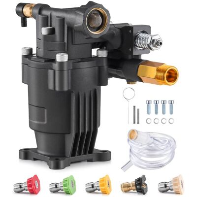 VEVOR - Pressure Washer Pump, 3/4" Shaft Horizontal, 3500 PSI, 2.5GPM, Replacement Power Washer Pumps Kit with 5 Nozzles - Black VEVOR - Pressure Washer Pump, 3/4" Shaft Horizontal, 3500 PSI, 2.5GPM, Replacement Power Washer Pumps Kit with 5 Nozzles - Black