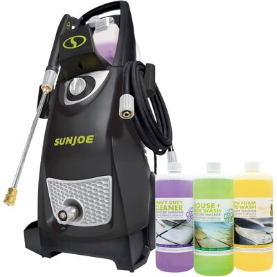 Sun Joe - Electric Pressure Washer with Wheels and 3 Pack Pressure Washer Cleaner - Black/Grey Sun Joe - Electric Pressure Washer with Wheels and 3 Pack Pressure Washer Cleaner - Black/Grey