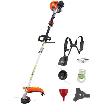 VEVOR - String Trimmer, 26cc 2 in 1 Weed Wacker Gas Powered, 17" Cordless Grass Trimmer with 10" Brush Cutter, Shoulder Strap - Silver;Orange VEVOR - String Trimmer, 26cc 2 in 1 Weed Wacker Gas Powered, 17" Cordless Grass Trimmer with 10" Brush Cutter, Shoulder Strap - Silver;Orange