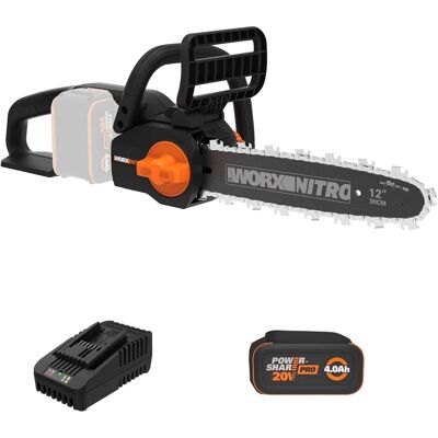 WORX - Nitro 20V 12" Cordless Brushless Chainsaw (1 x 4.0 Ah Battery and 1 x Charger Included) - Black WORX - Nitro 20V 12" Cordless Brushless Chainsaw (1 x 4.0 Ah Battery and 1 x Charger Included) - Black