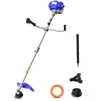 WILD BADGER POWER - 52 cc 2-in-1 2-Stroke Gas Straight Shaft Brush Cutter and String Hand Held Trimmer with Extra Spool - Blue WILD BADGER POWER - 52 cc 2-in-1 2-Stroke Gas Straight Shaft Brush Cutter and String Hand Held Trimmer with Extra Spool - Blue
