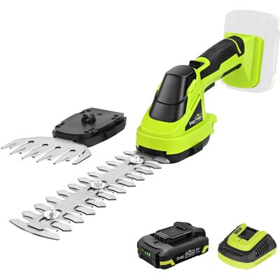 SnapFresh - 20V Cordless Hedge Trimmer 2 in 1 Shrub Trimmer and Grass Shears with Battery and Charger - Green SnapFresh - 20V Cordless Hedge Trimmer 2 in 1 Shrub Trimmer and Grass Shears with Battery and Charger - Green