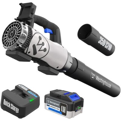 Westinghouse - Cordless 20V Leaf Blower with 4Ah Battery and Charger, 350 CFM and 110 MPH Max Airspeed, 2 hr. Charge Time - Black Westinghouse - Cordless 20V Leaf Blower with 4Ah Battery and Charger, 350 CFM and 110 MPH Max Airspeed, 2 hr. Charge Time - Black