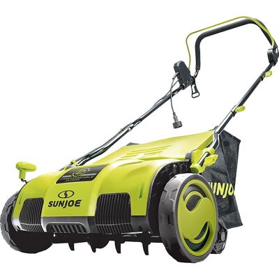 Sun Joe - AJ805E Electric Lawn Dethatcher w/ Collection Bag 15 inch 13 Amp Scarifier - Green Sun Joe - AJ805E Electric Lawn Dethatcher w/ Collection Bag 15 inch 13 Amp Scarifier - Green