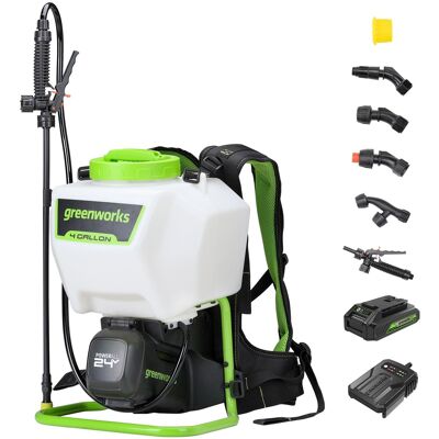 Greenworks - 24 Volt Backpack Sprayer with (1) 2.0 Ah Battery and Charger - Green Greenworks - 24 Volt Backpack Sprayer with (1) 2.0 Ah Battery and Charger - Green