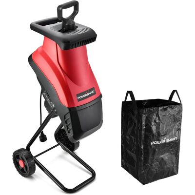 POWERSMART - 15-Amp Electric Wood Chipper, 4200 RPM Garden Shredder with 1.75" Branch Capacity, for Branches & Home Landscaping - Red POWERSMART - 15-Amp Electric Wood Chipper, 4200 RPM Garden Shredder with 1.75" Branch Capacity, for Branches & Home Landscaping - Red