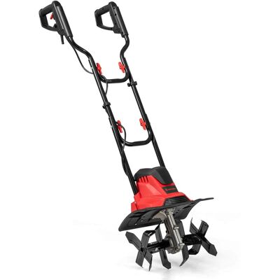 Costway - Corded Electric Tiller Cultivator, 10 Amp Powerful Foldable Garden Rototiller - Red Costway - Corded Electric Tiller Cultivator, 10 Amp Powerful Foldable Garden Rototiller - Red