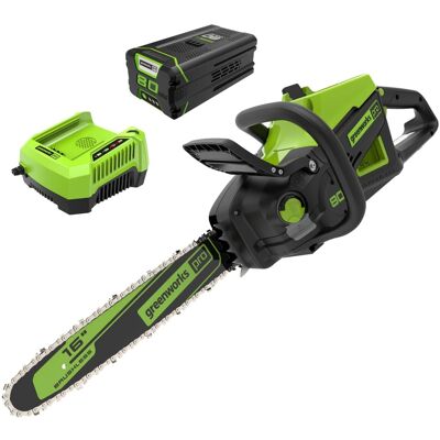 Greenworks - 80 Volt 16” 2kW Chainsaw with 4.0 Ah Battery and Charger - Green Greenworks - 80 Volt 16” 2kW Chainsaw with 4.0 Ah Battery and Charger - Green