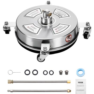 VEVOR - 14" Pressure Washer Surface Cleaner, Stainless Steel Pressure Washer Attachments with 4 Wheels, 4000 Max PSI - Silver VEVOR - 14" Pressure Washer Surface Cleaner, Stainless Steel Pressure Washer Attachments with 4 Wheels, 4000 Max PSI - Silver