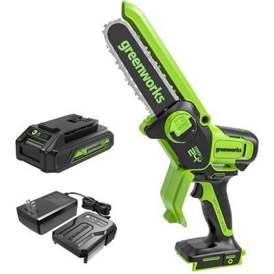 Greenworks - 24V 6” Brushless Cordless Pruner Mini Chainsaw - 2.0Ah Battery and Charger Greenworks - 24V 6” Brushless Cordless Pruner Mini Chainsaw - 2.0Ah Battery and Charger