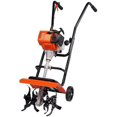 VEVOR - Tiller Cultivator, 31CC 4-Stroke Garden Cultivator, Tiller with 4 Steel Adjustable Front Tines for Lawn - Orange VEVOR - Tiller Cultivator, 31CC 4-Stroke Garden Cultivator, Tiller with 4 Steel Adjustable Front Tines for Lawn - Orange