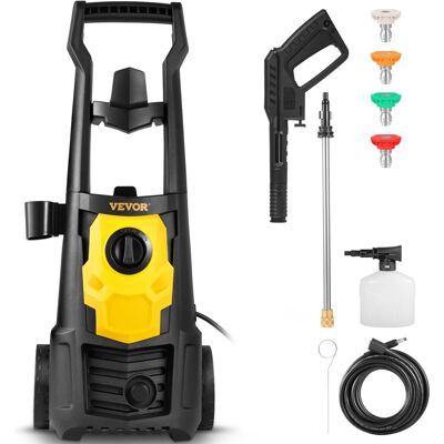 VEVOR - Electric Power Washer, 2000 PSI, Max 1.65 GPM Pressure Washer with 20 ft Hose & Reel, 4 Quick Connect Nozzles - Black;Yellow VEVOR - Electric Power Washer, 2000 PSI, Max 1.65 GPM Pressure Washer with 20 ft Hose & Reel, 4 Quick Connect Nozzles - Black;Yellow