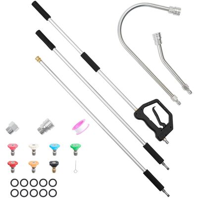 VEVOR - 9 FT Pressure Washer Telescoping Wand, 3-Section with Power Washer Extension Wands, 7 Nozzles, Hose Adapter - Gray VEVOR - 9 FT Pressure Washer Telescoping Wand, 3-Section with Power Washer Extension Wands, 7 Nozzles, Hose Adapter - Gray