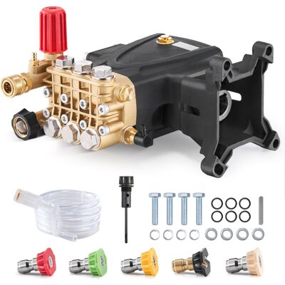 VEVOR - Pressure Washer Pump, 1" Shaft Horizontal Triplex Plunger, 4000 PSI, 4.0GPM, Replacement Power Washer Pumps Kit - Black VEVOR - Pressure Washer Pump, 1" Shaft Horizontal Triplex Plunger, 4000 PSI, 4.0GPM, Replacement Power Washer Pumps Kit - Black
