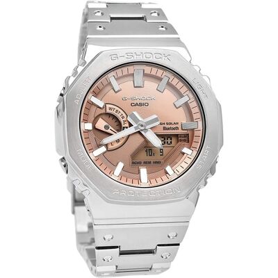 Casio - G-Shock Full Metal Analog Digital Smartphone Link Copper Dial Tough Solar GM-B2100AD-5A 200M Men's Watch - Silver, Copper Casio - G-Shock Full Metal Analog Digital Smartphone Link Copper Dial Tough Solar GM-B2100AD-5A 200M Men's Watch - Silver, Copper