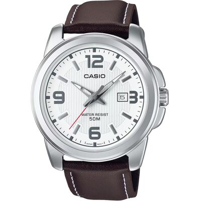 Casio - Women’s White Dial Analog Watch with Leather Strap - LTP-1314L-7AV - Brown Casio - Women’s White Dial Analog Watch with Leather Strap - LTP-1314L-7AV - Brown