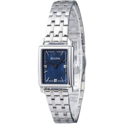 Bulova - Classic Quartz 96P245 Sutton Diamond Accent Stainless Steel Blue Dial Women's Watch 30M - Silver, Blue Bulova - Classic Quartz 96P245 Sutton Diamond Accent Stainless Steel Blue Dial Women's Watch 30M - Silver, Blue