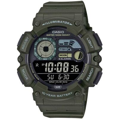 Casio - Illuminator Quartz WS-1500H-3BV Mens Watch Moon Phase Stopwatch Alarm Timer Backlight 100M - Army Green Casio - Illuminator Quartz WS-1500H-3BV Mens Watch Moon Phase Stopwatch Alarm Timer Backlight 100M - Army Green