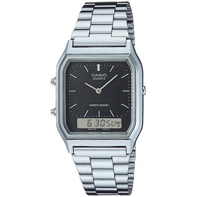 Casio - Men’s Analog Digital Watch Black Dial Steel Bracelet - AQ-230A-1D - Silver Casio - Men’s Analog Digital Watch Black Dial Steel Bracelet - AQ-230A-1D - Silver